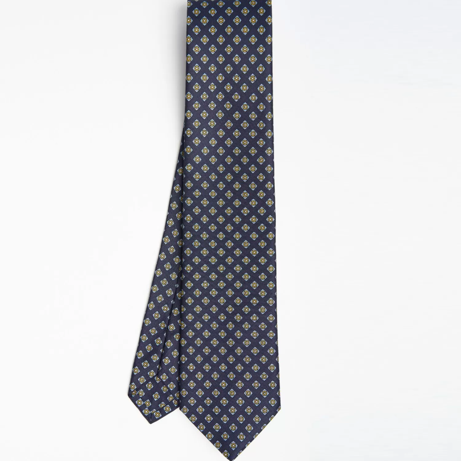Dark Blue Sartorial Classic Silk Tie Large Flower Pattern>E.Marinella Shop