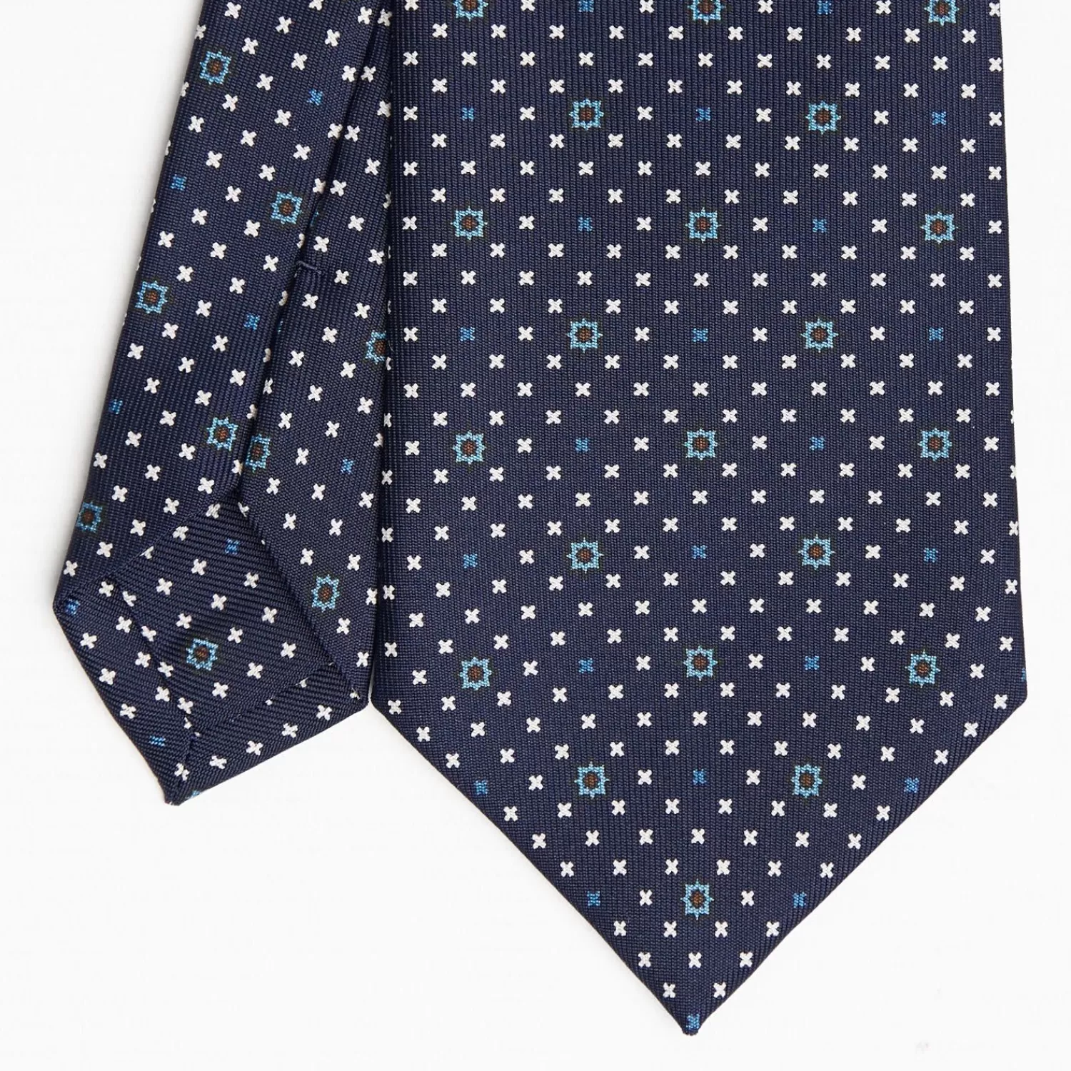 Dark Blue Sartorial Classic Silk Tie Small Flower Pattern>E.Marinella Store