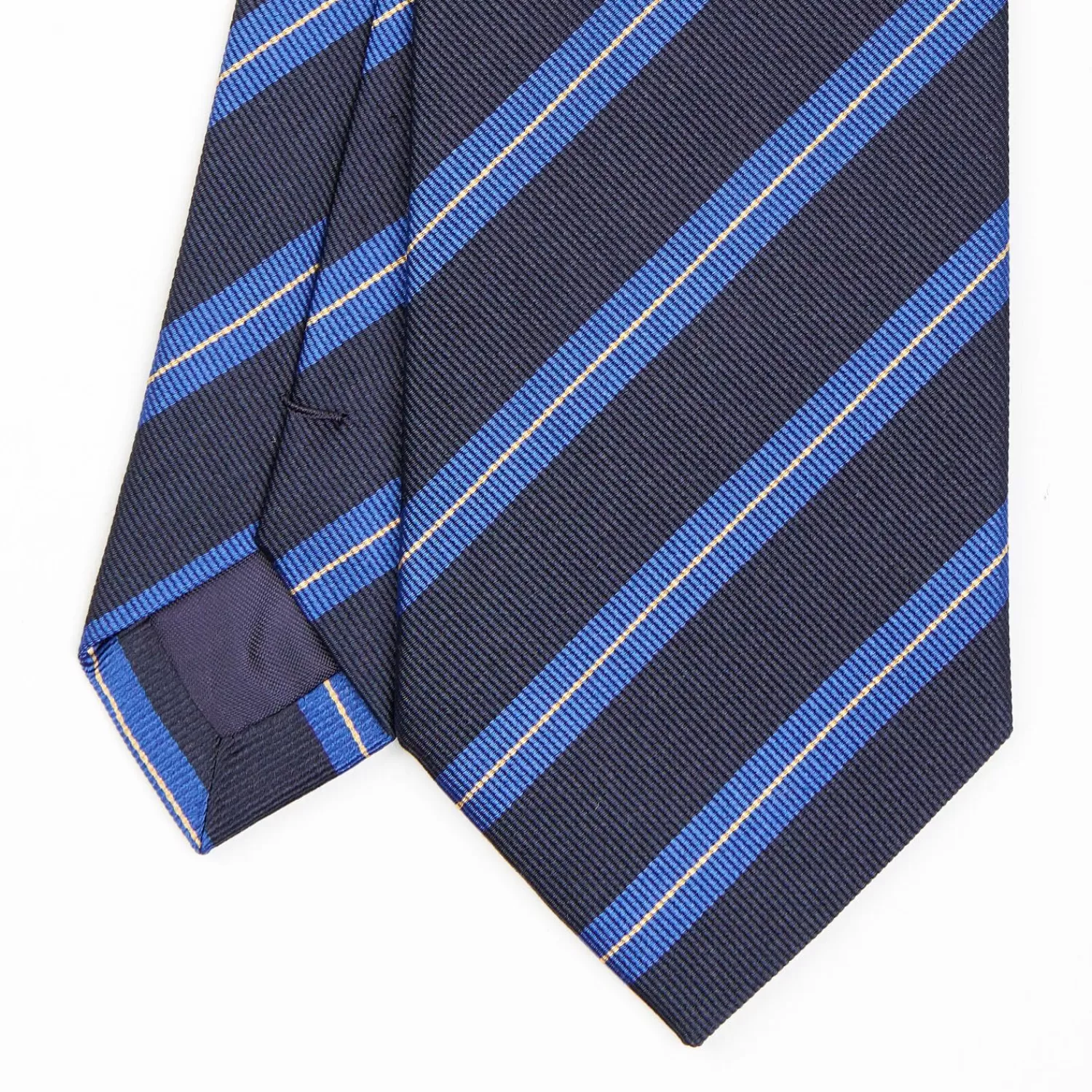 Dark Blue Sartorial Striped Silk Tie>E.Marinella Fashion