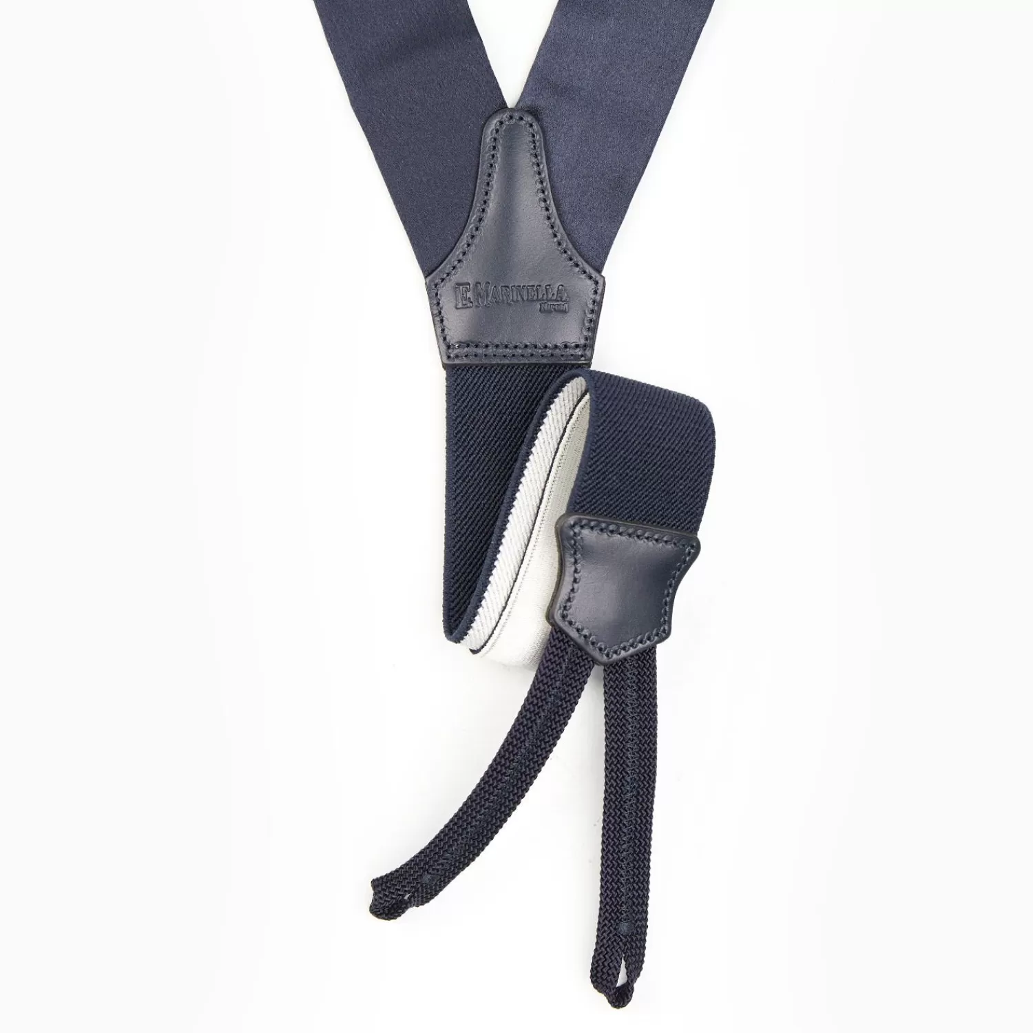 Dark Blue Satin Silk Braces>E.Marinella Store