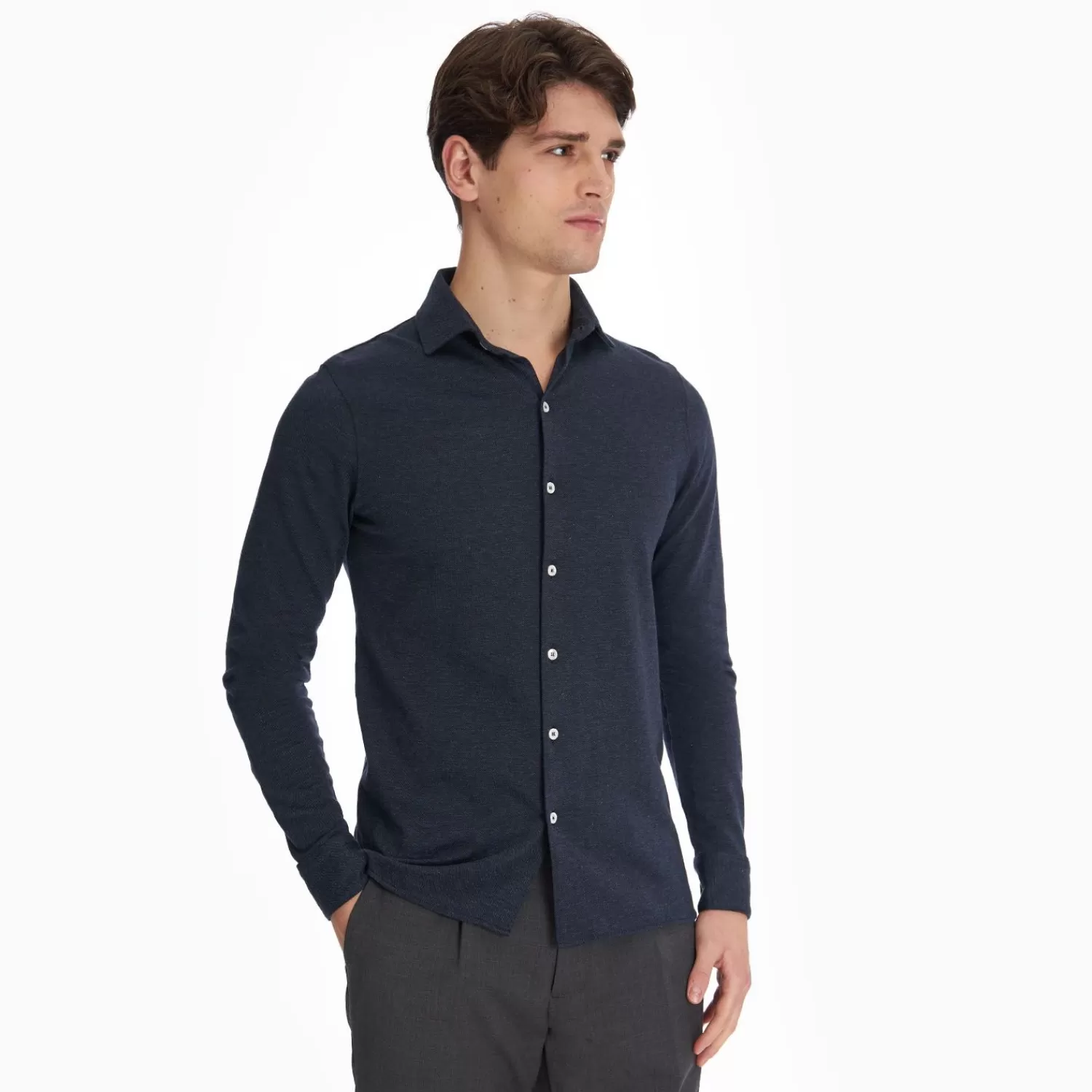 Dark Blue Shirt In Cotton And Cashmere>E.Marinella Store