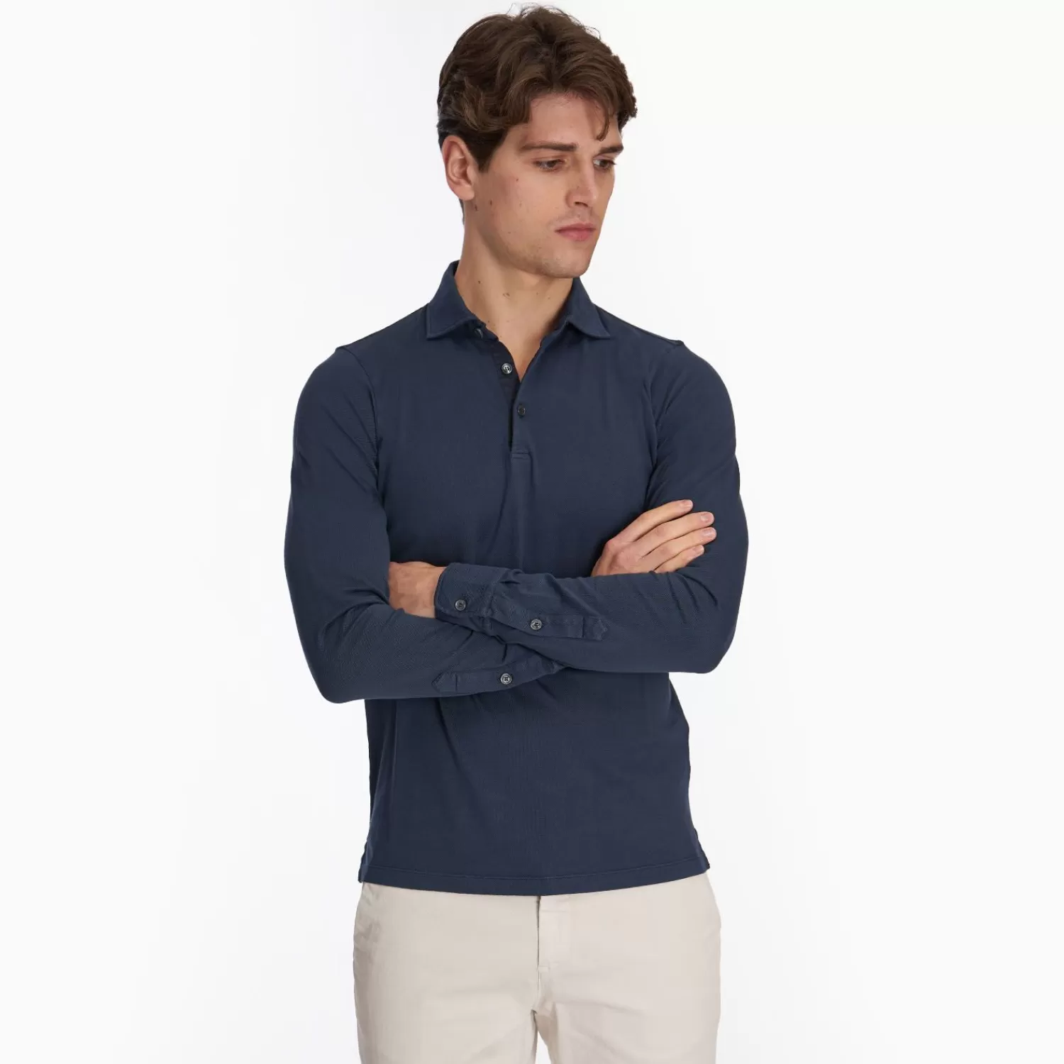 Dark Blue Short Sleeve Knitted Polo>E.Marinella Best Sale