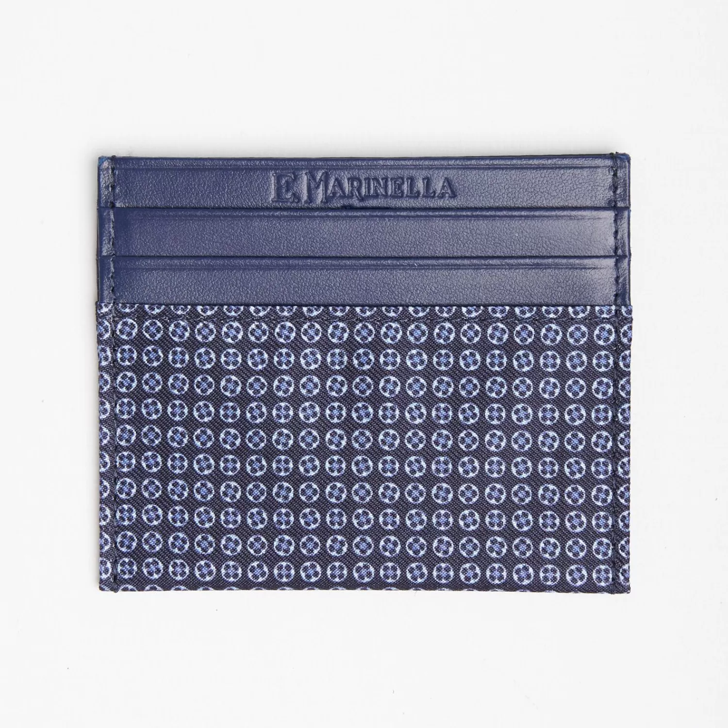 Dark Blue Silk And Leather Credit Card Holder 5 Compartments>E.Marinella Clearance