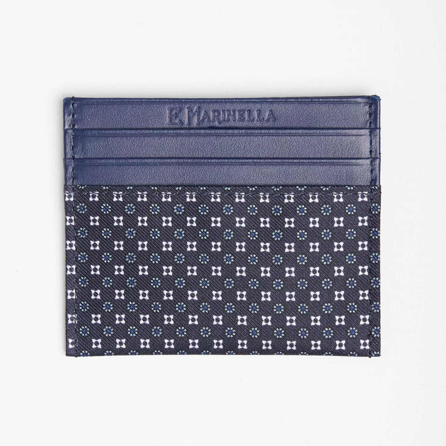 Dark Blue Silk And Leather Credit Card Holder 5 Compartments>E.Marinella Clearance