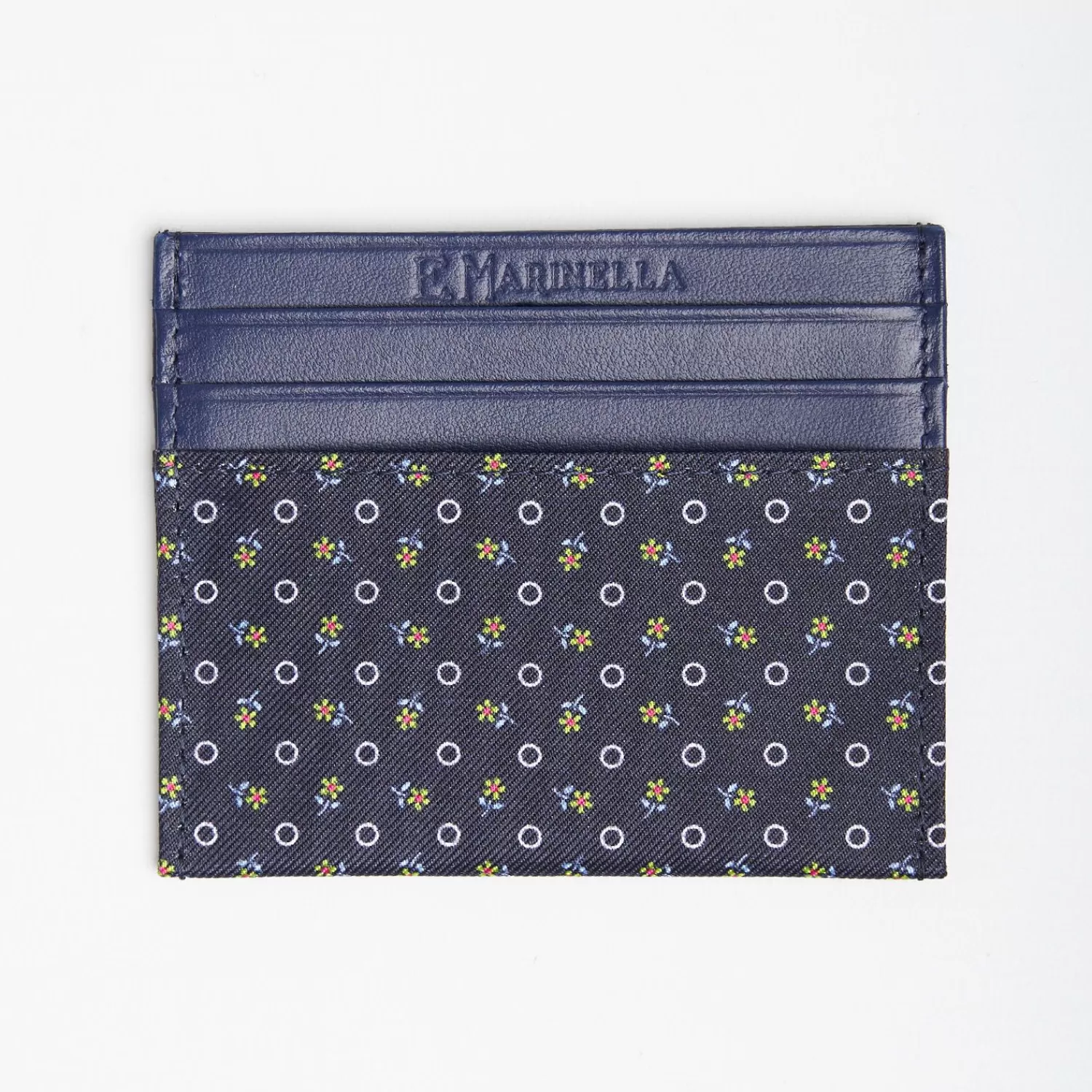 Dark Blue Silk And Leather Credit Card Holder 5 Compartments>E.Marinella Clearance