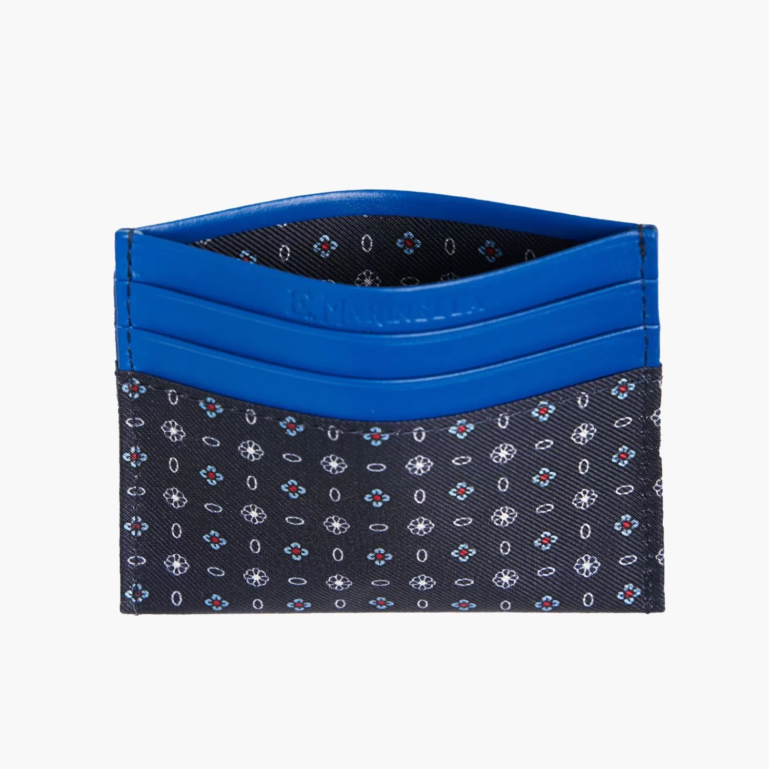 Dark Blue Silk And Leather Credit Card Holder 5 Compartments>E.Marinella Sale