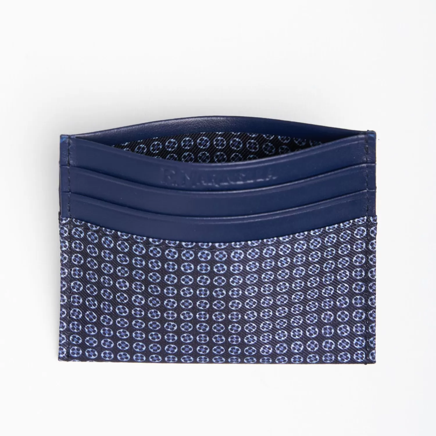 Dark Blue Silk And Leather Credit Card Holder 5 Compartments>E.Marinella Clearance