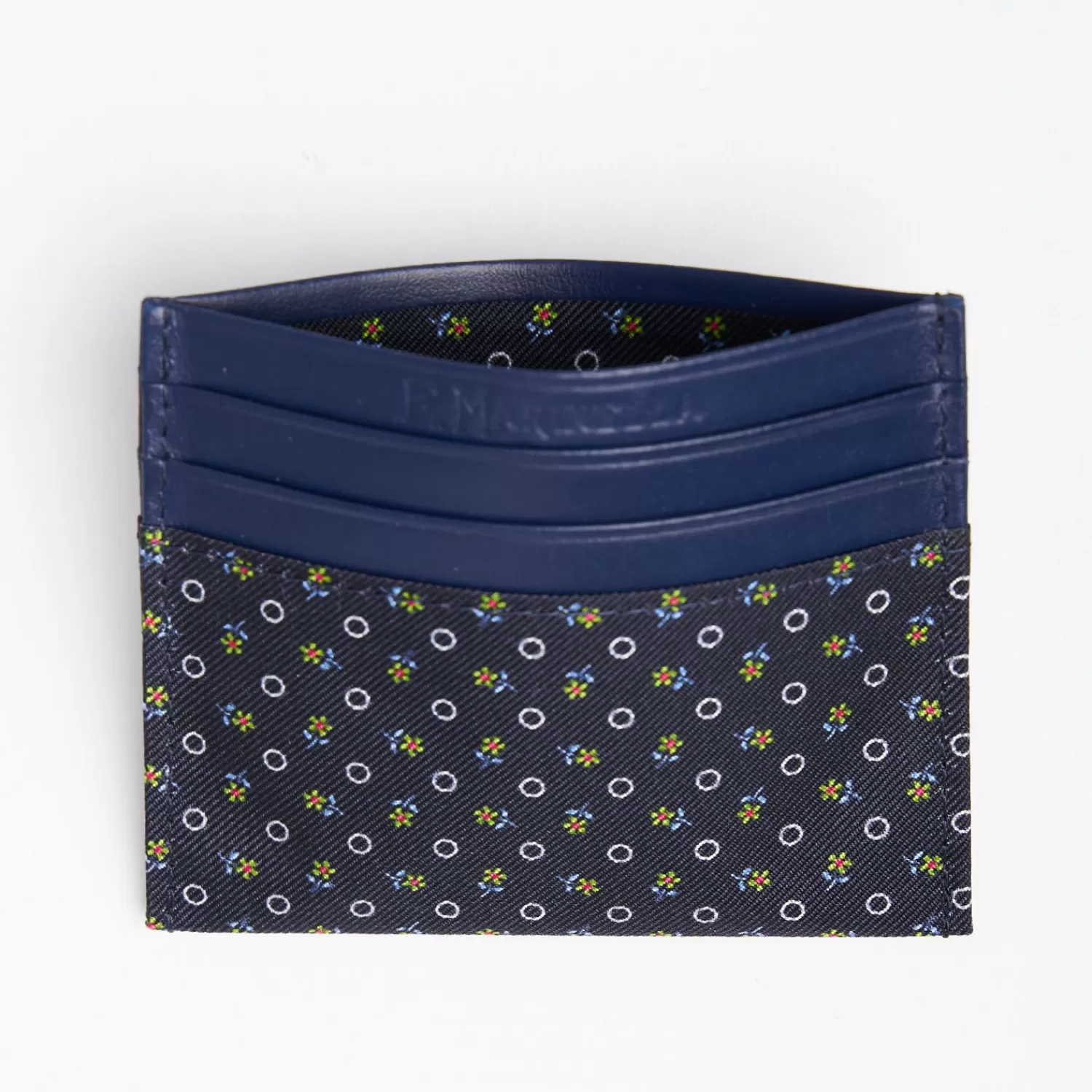 Dark Blue Silk And Leather Credit Card Holder 5 Compartments>E.Marinella Clearance