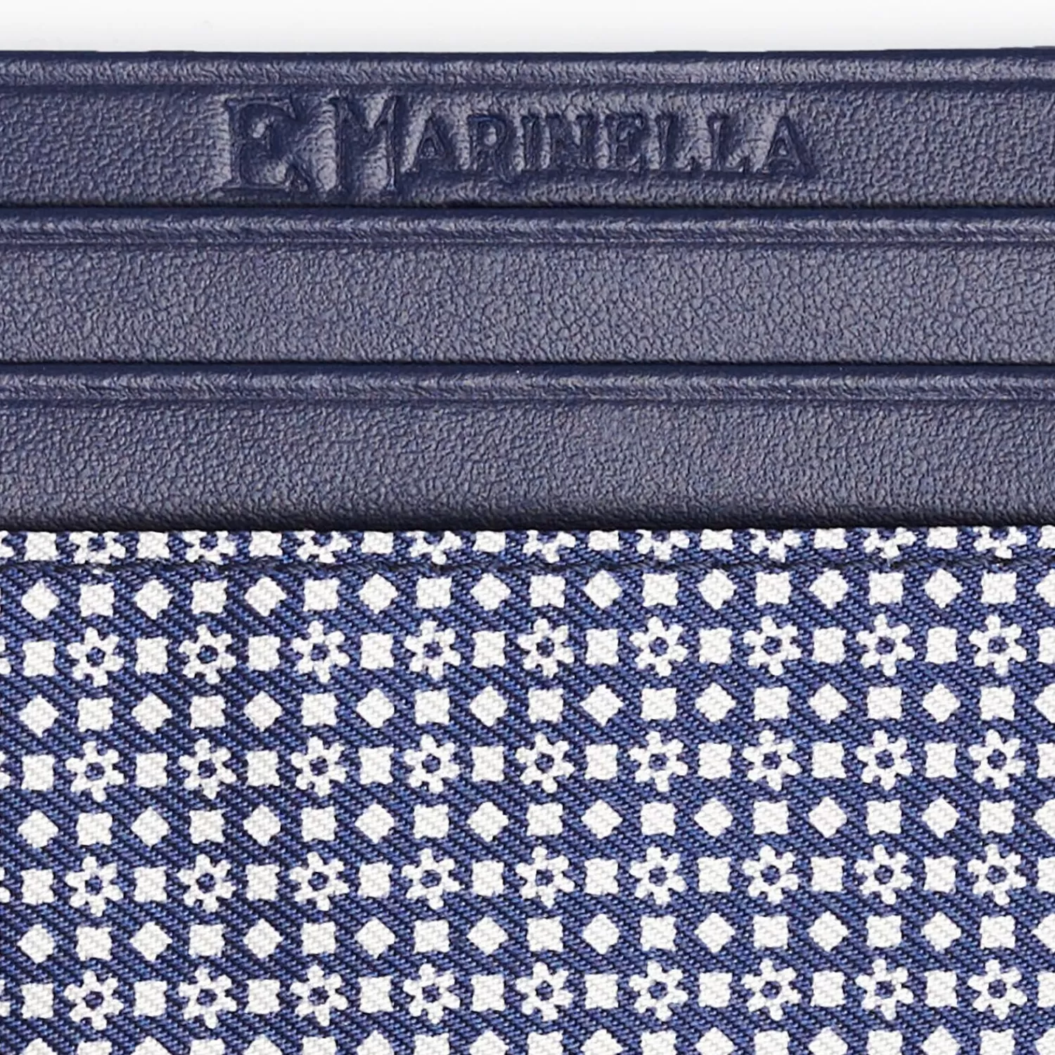Dark Blue Silk And Leather Credit Card Holder - 5 Compartments>E.Marinella Sale