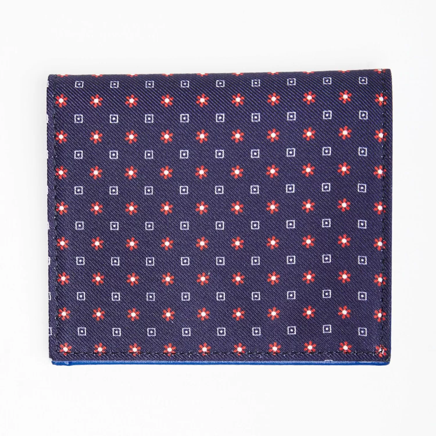 Dark Blue Silk And Leather Folding Card Holder 10 Compartments>E.Marinella New