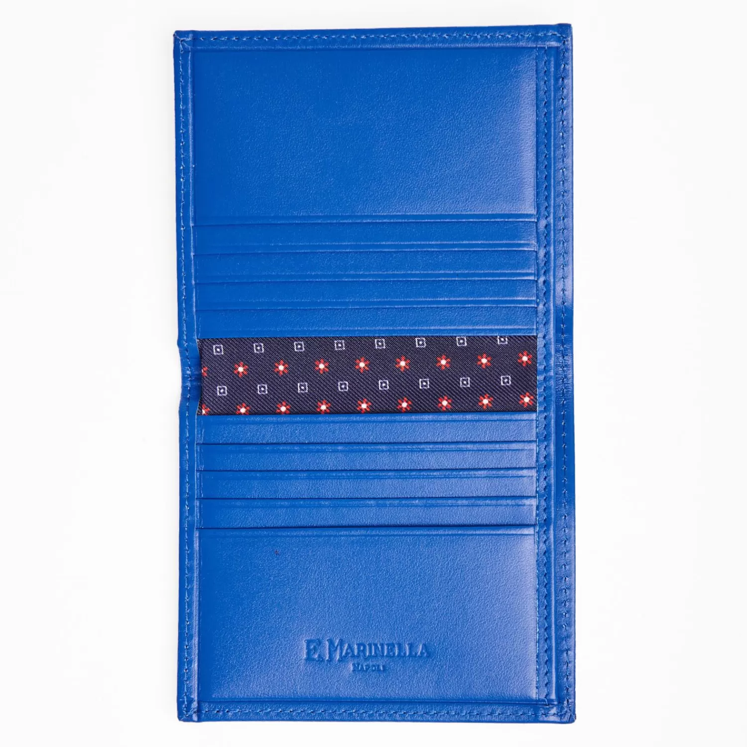 Dark Blue Silk And Leather Folding Card Holder 10 Compartments>E.Marinella New
