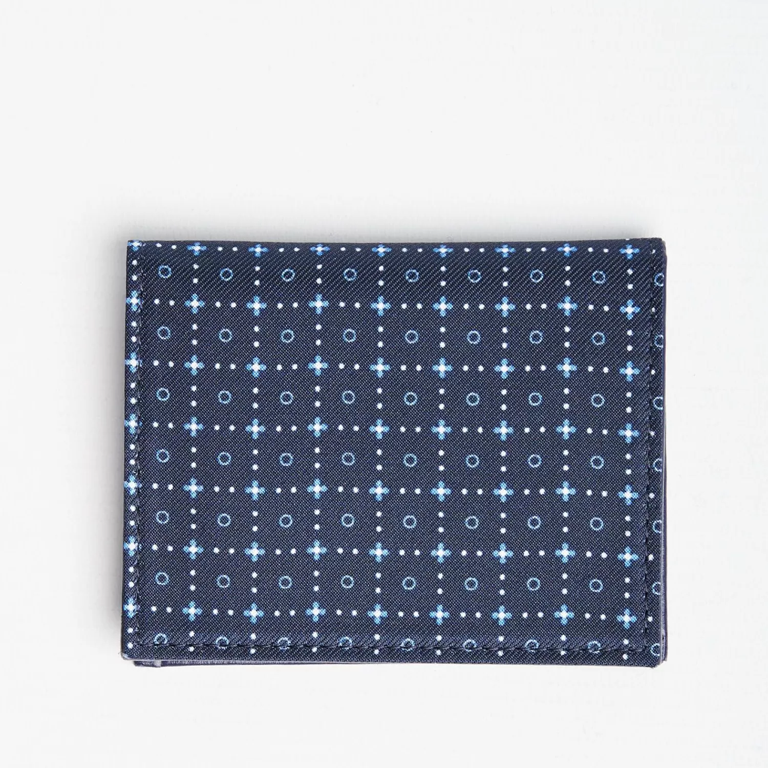 Dark Blue Silk And Leather Folding Card Holder - 10 Compartments>E.Marinella Sale