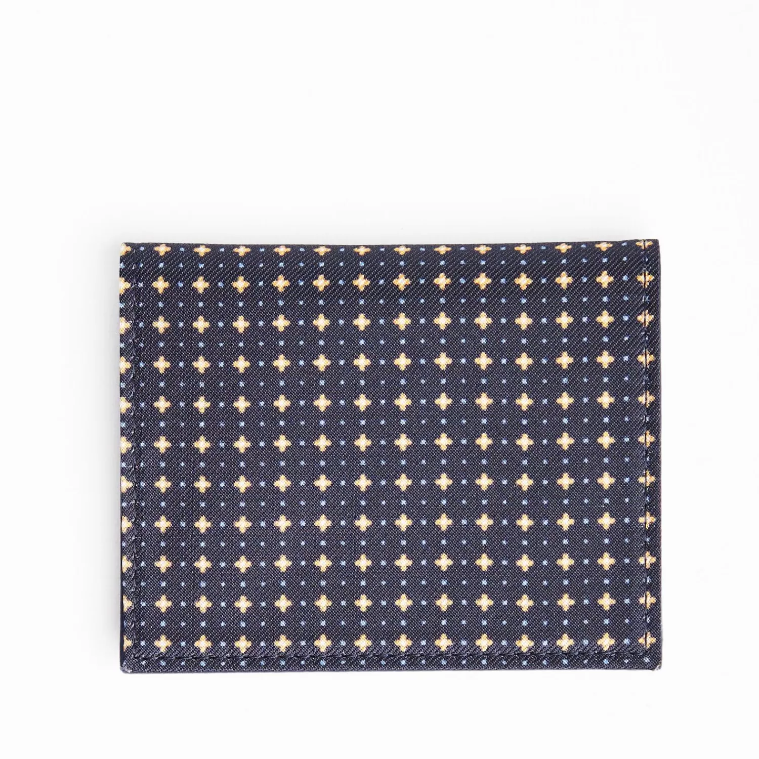 Dark Blue Silk And Leather Folding Card Holder - 10 Compartments>E.Marinella Flash Sale