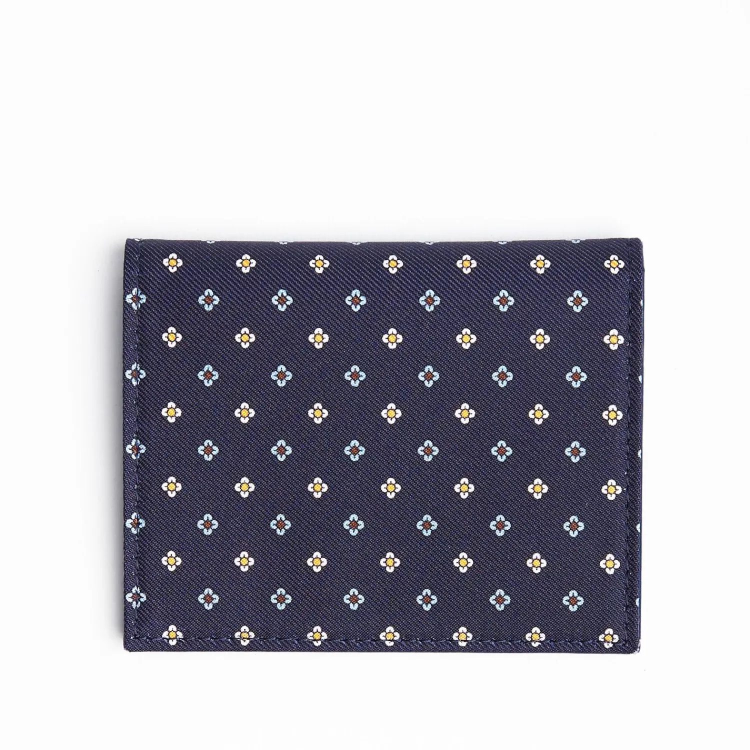 Dark Blue Silk And Leather Folding Card Holder - 10 Compartments>E.Marinella Cheap