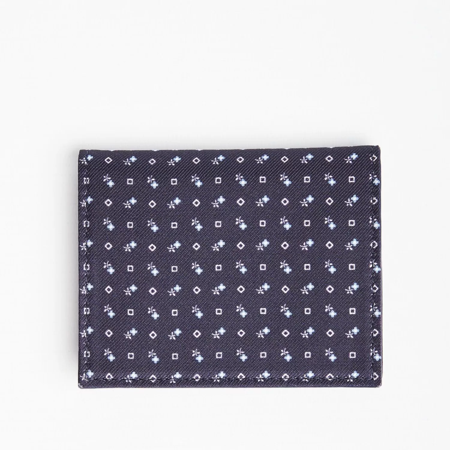 Dark Blue Silk And Leather Folding Card Holder - 10 Compartments>E.Marinella Shop