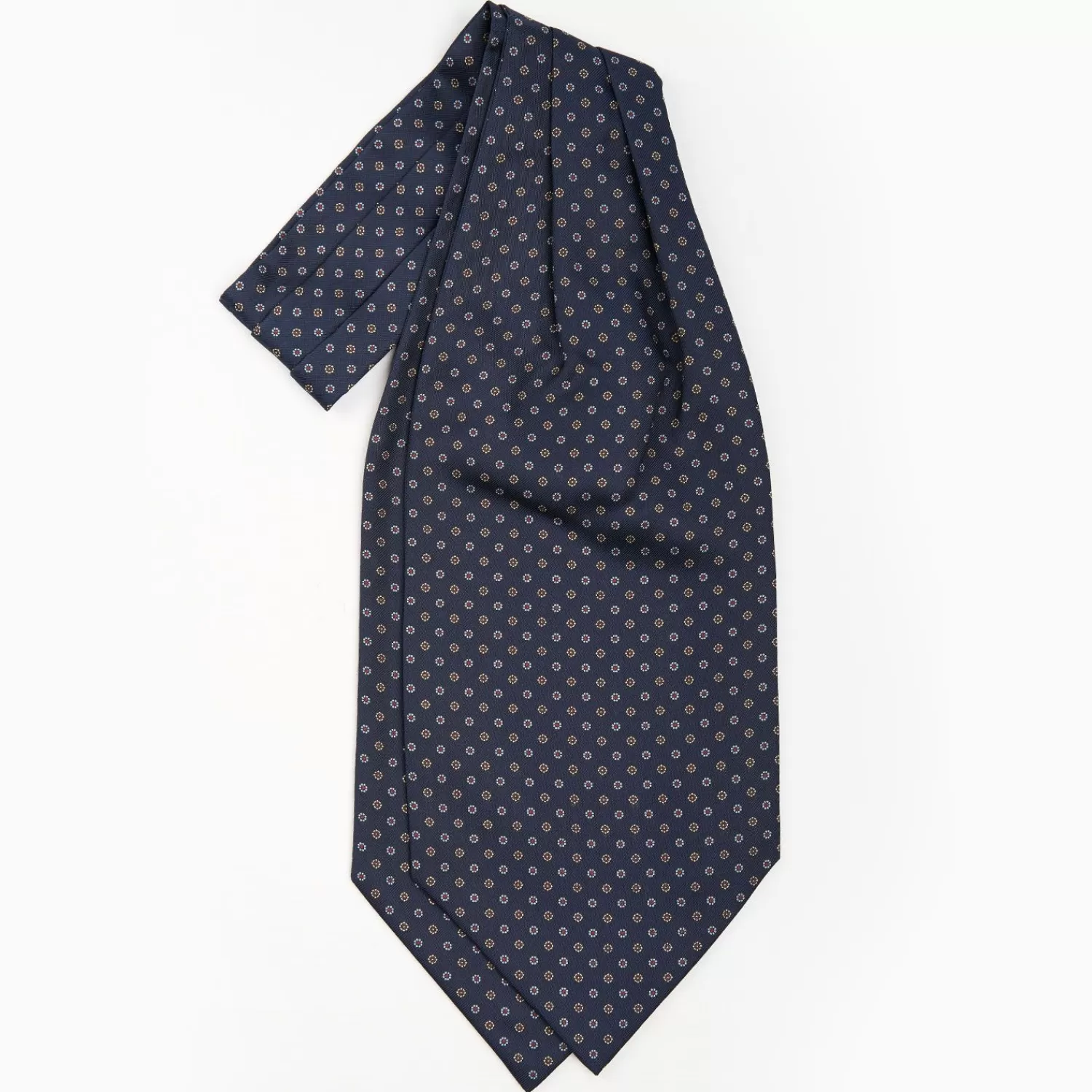 Dark Blue Silk Ascot Tie - Small Flower Designs>E.Marinella Sale