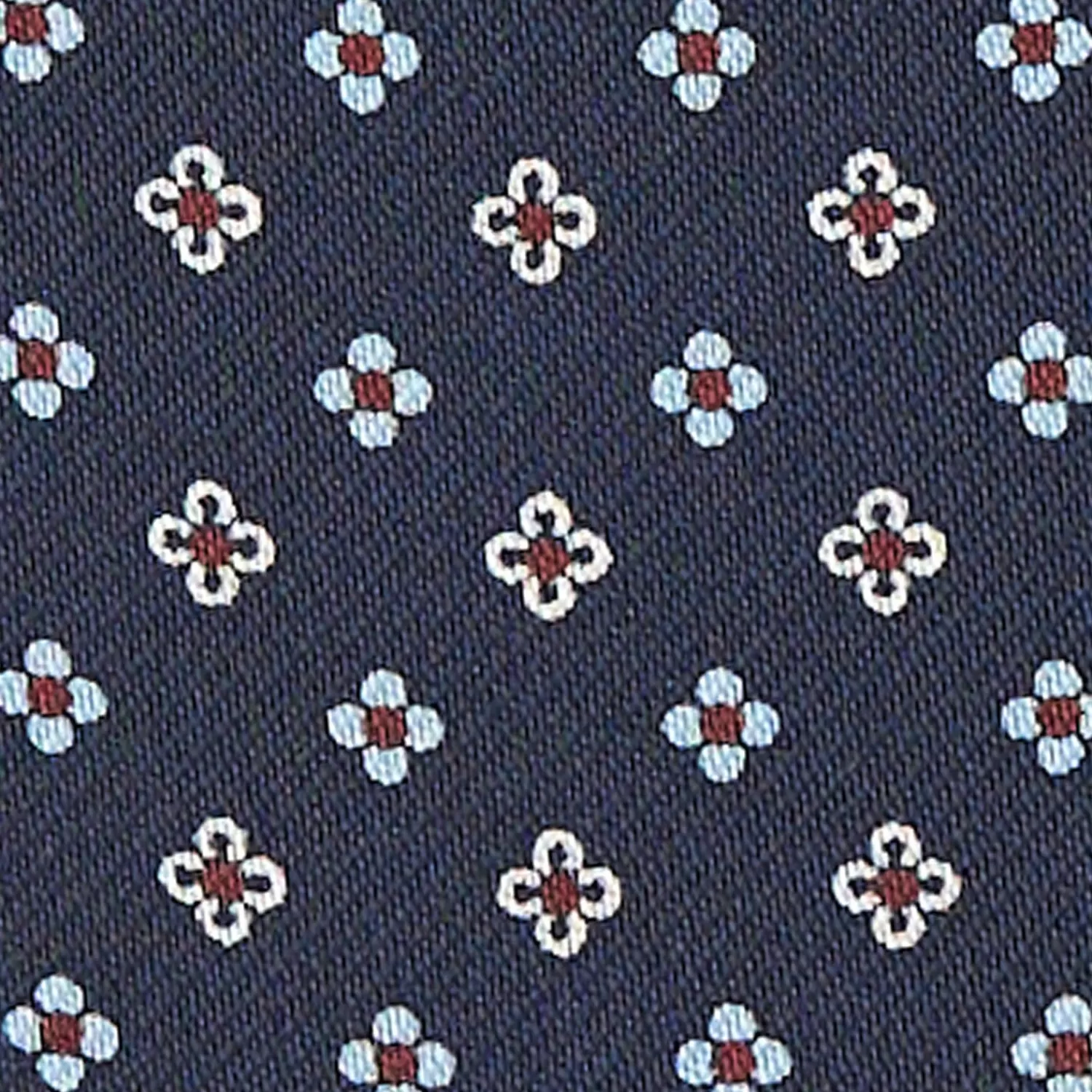 Dark Blue Silk Ascot Tie - Small Flower Designs>E.Marinella Best