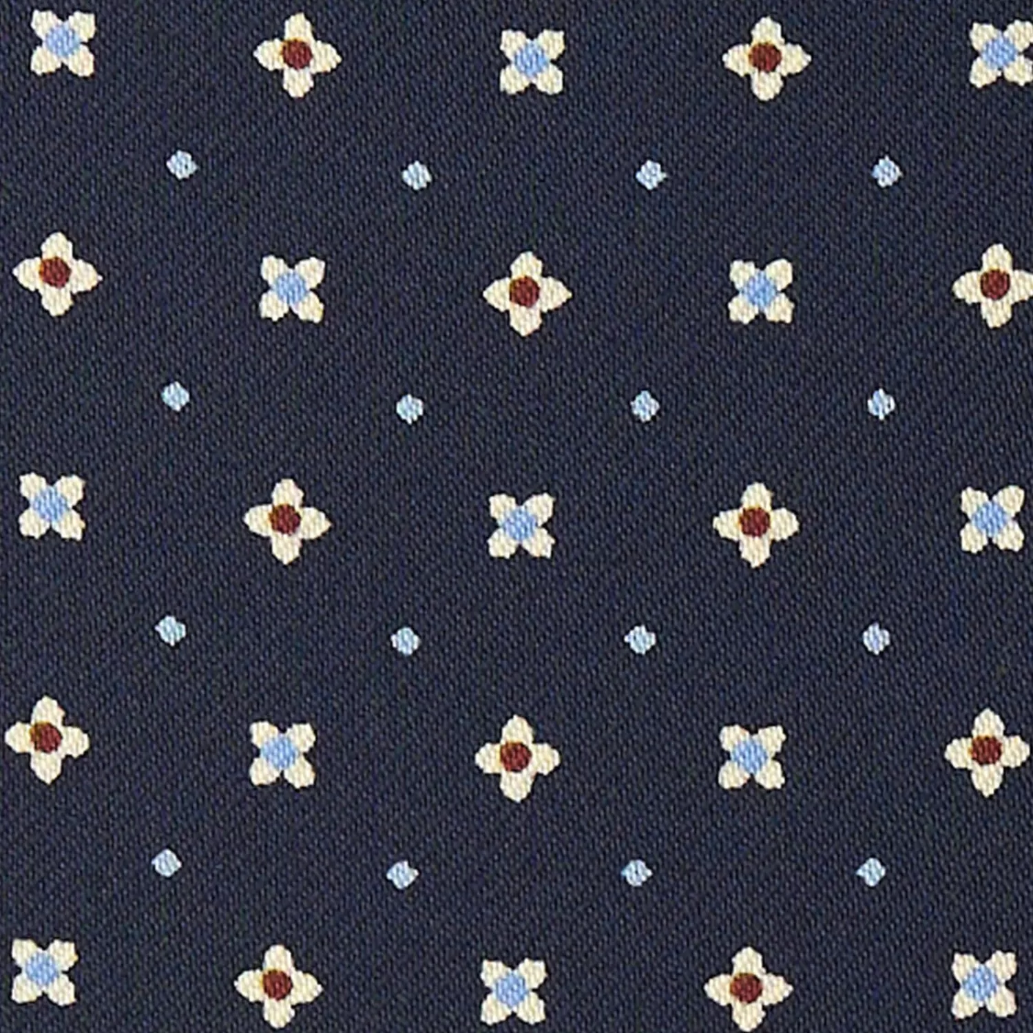 Dark Blue Silk Ascot Tie - Small Flower Designs>E.Marinella Store