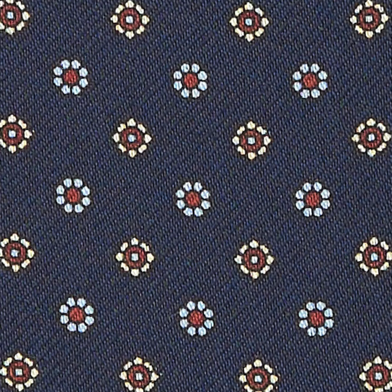 Dark Blue Silk Ascot Tie - Small Flower Designs>E.Marinella Sale