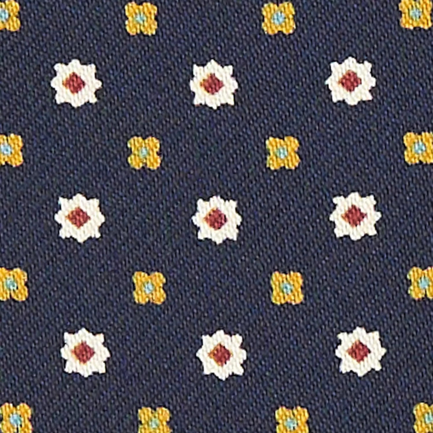 Dark Blue Silk Ascot Tie - Small Flower Designs>E.Marinella Online