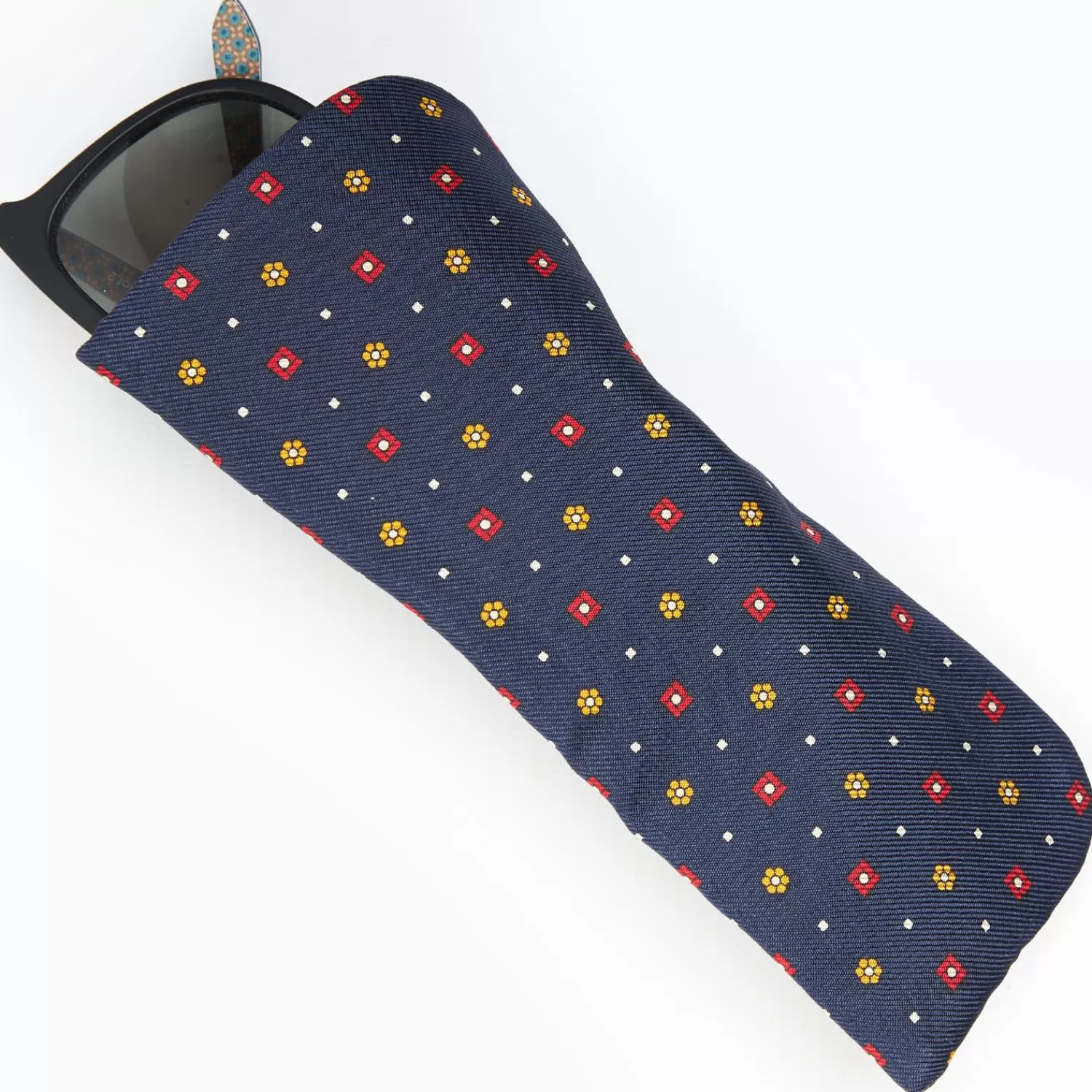 Dark Blue Silk Glasses Case>E.Marinella Best