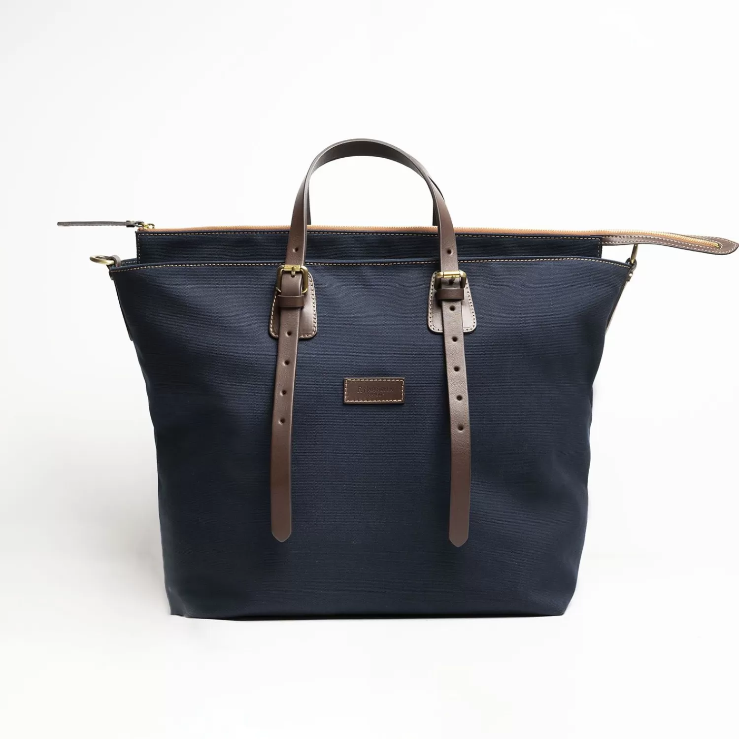 Dark Blue Weekend Bag With Leather Trim>E.Marinella Hot