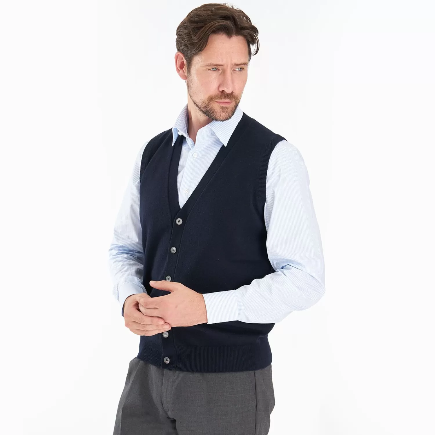 Dark Blue Wool And Cashmere Gilet>E.Marinella Best