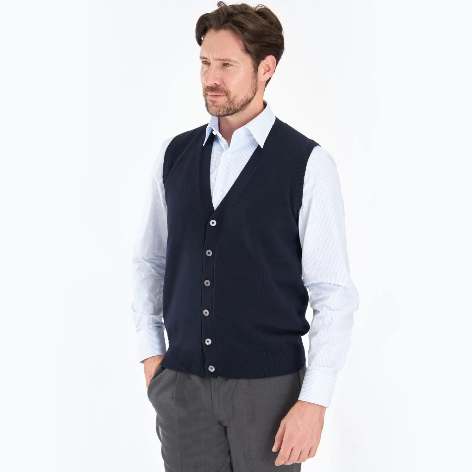 Dark Blue Wool And Cashmere Gilet>E.Marinella Best