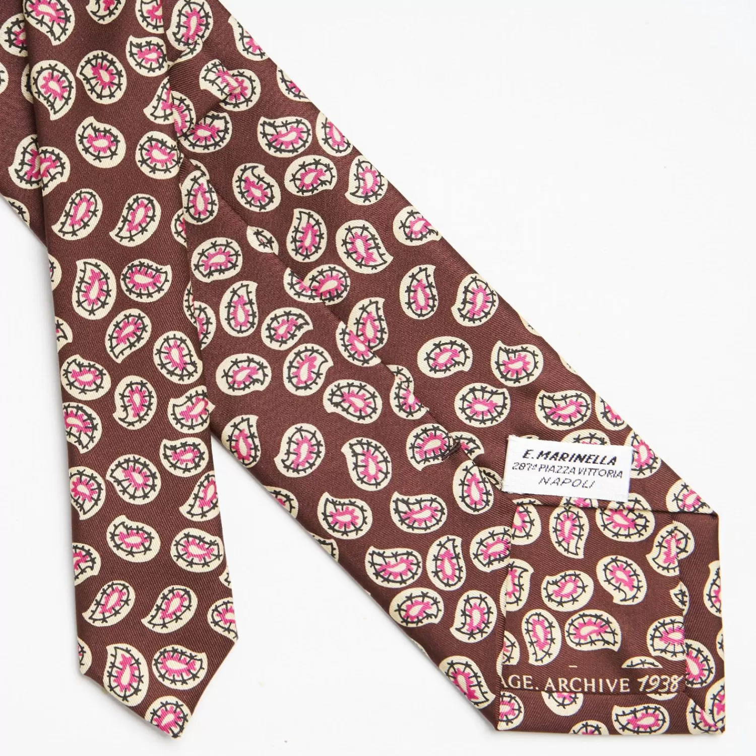 Dark Brown Archivio Collection Silk Tie 1938-05>E.Marinella Fashion