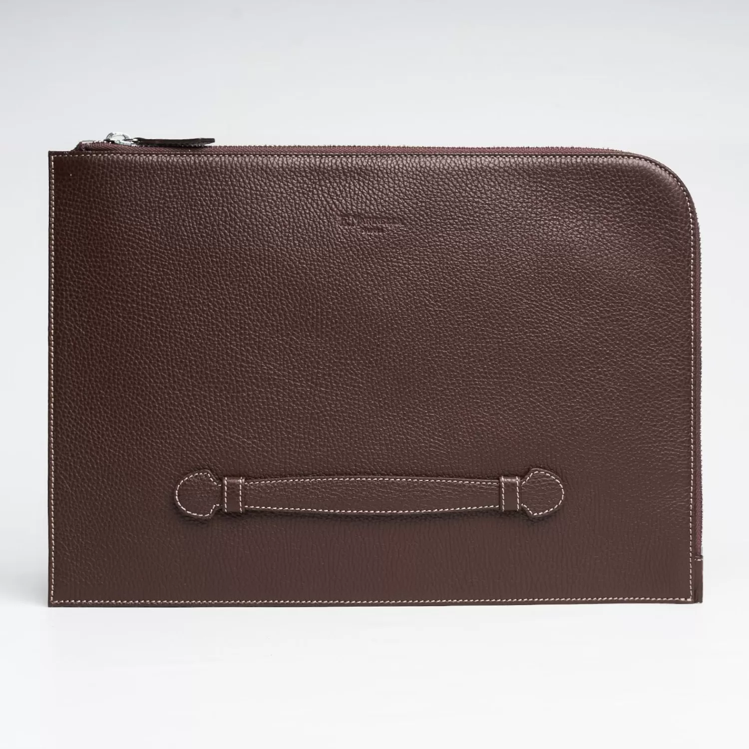 Dark Brown Leather Portfolio With Strap>E.Marinella New