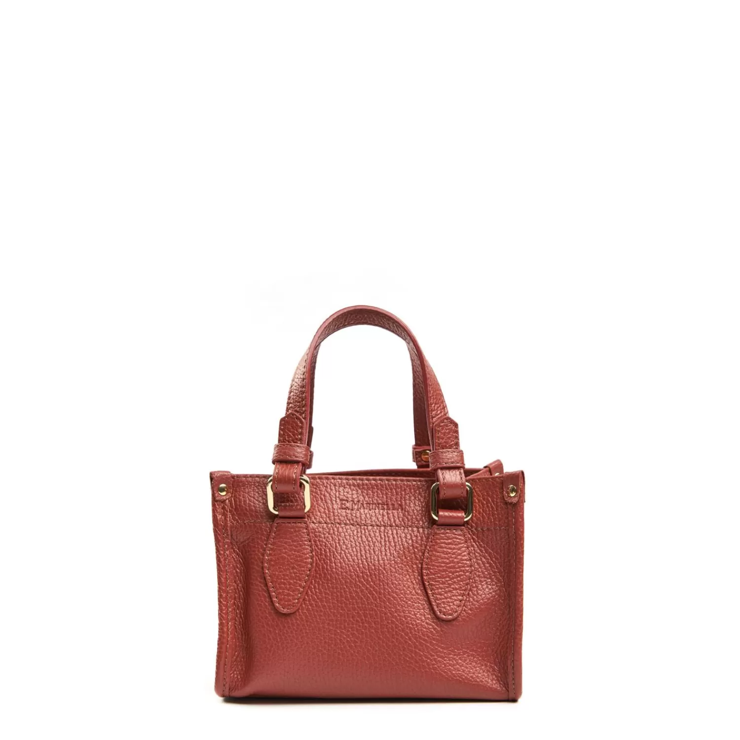 Dark Brown Mini Shopping Bag In Hammered Leather>E.Marinella Outlet