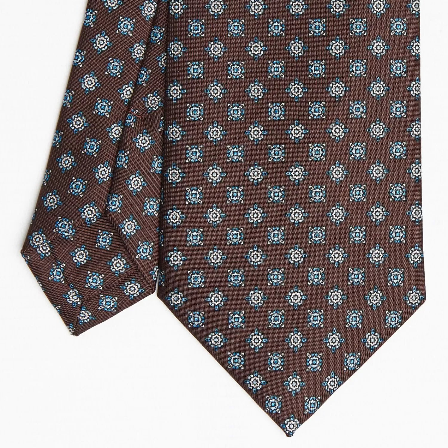 Dark Brown Sartorial Classic Silk Tie - Small Flower Pattern>E.Marinella Best