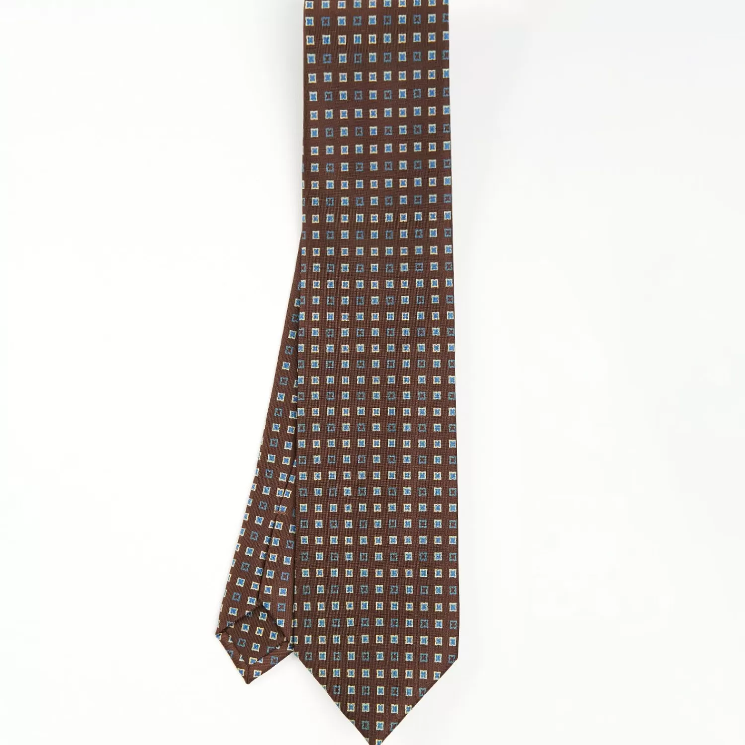 Dark Brown Sartorial Classic Silk Tie - Small Flower Pattern>E.Marinella New