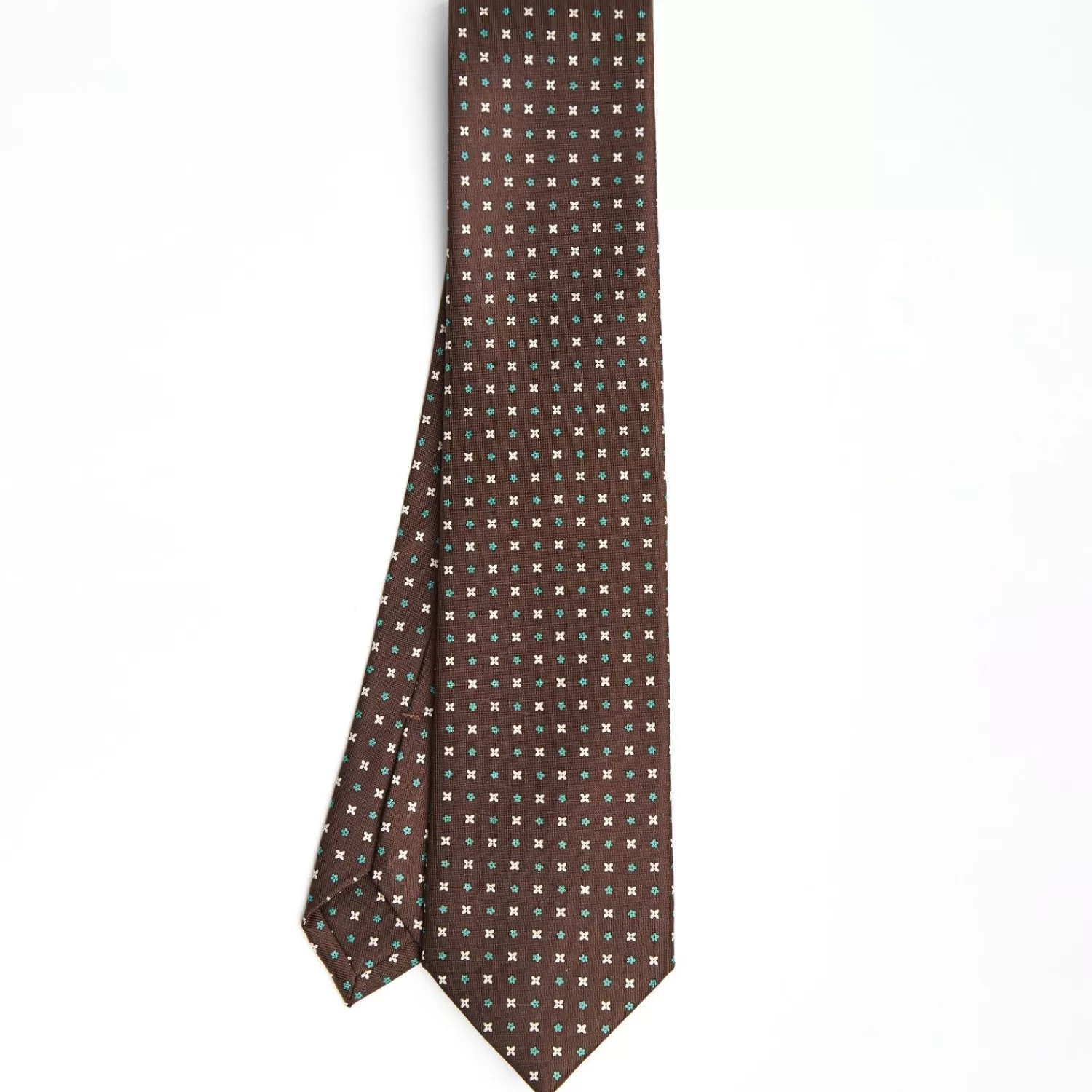 Dark Brown Sartorial Classic Silk Tie - Small Flower Pattern>E.Marinella Best Sale