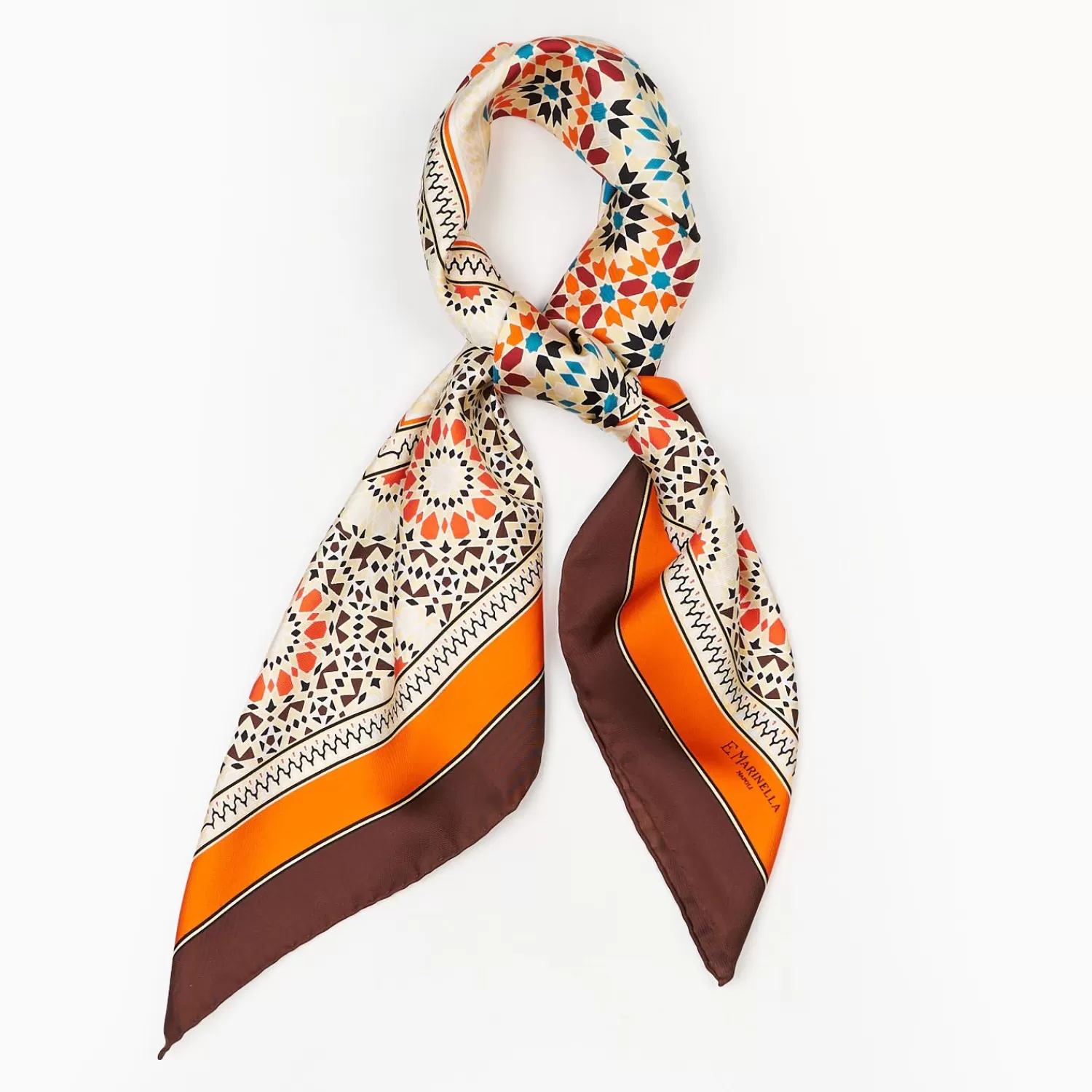 Dark Brown Silk Scarf 90 - Mosaic>E.Marinella Best