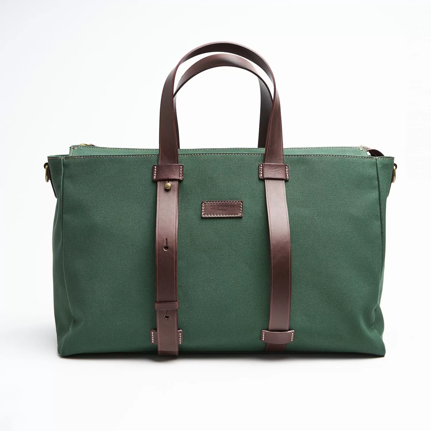 Dark Green Canvas Weekend Bag With Leather Trim>E.Marinella Outlet