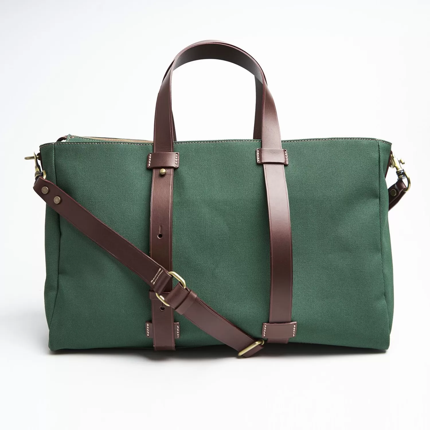 Dark Green Canvas Weekend Bag With Leather Trim>E.Marinella Outlet