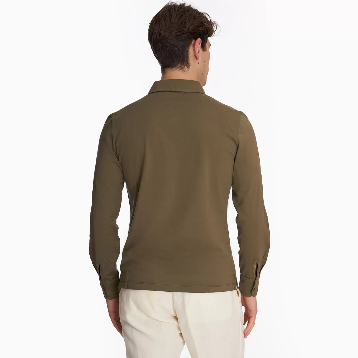 Dark Green Jersey Long Sleeve Polo Shirt>E.Marinella Outlet