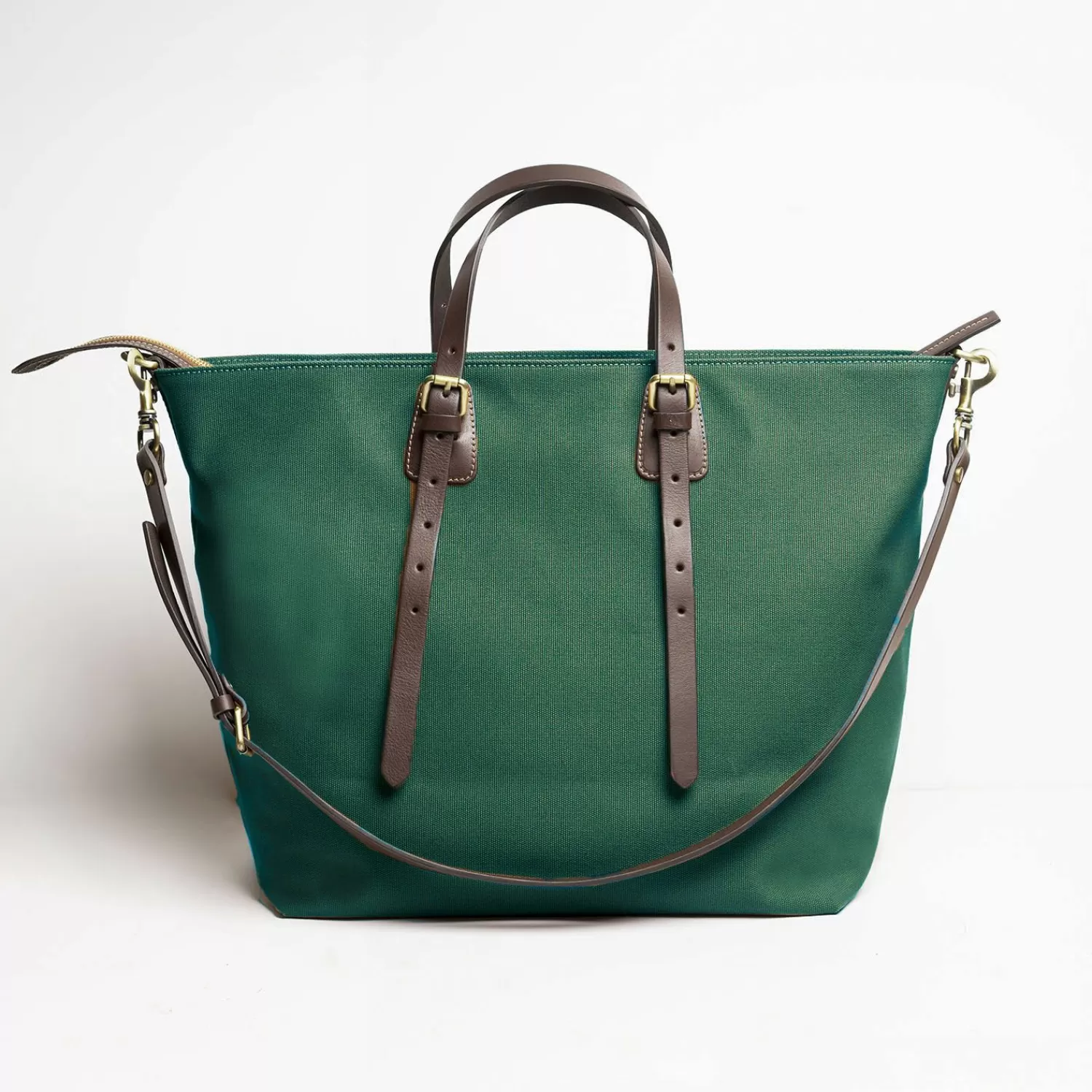 Dark Green Weekend Bag With Leather Trim>E.Marinella Store