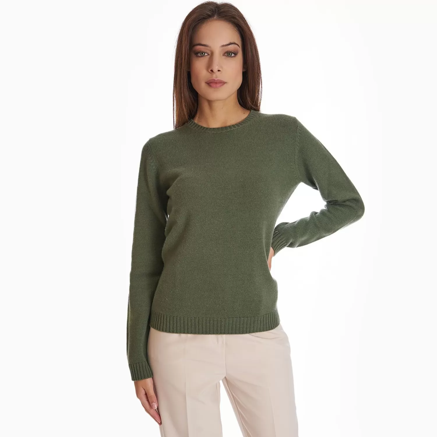 Dark Green Wool And Cashmere Crewneck>E.Marinella Cheap