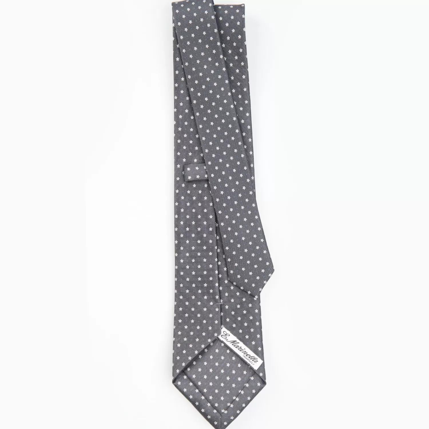 Dark Grey Sartorial Classic Silk Tie - Small Flower Pattern>E.Marinella Store