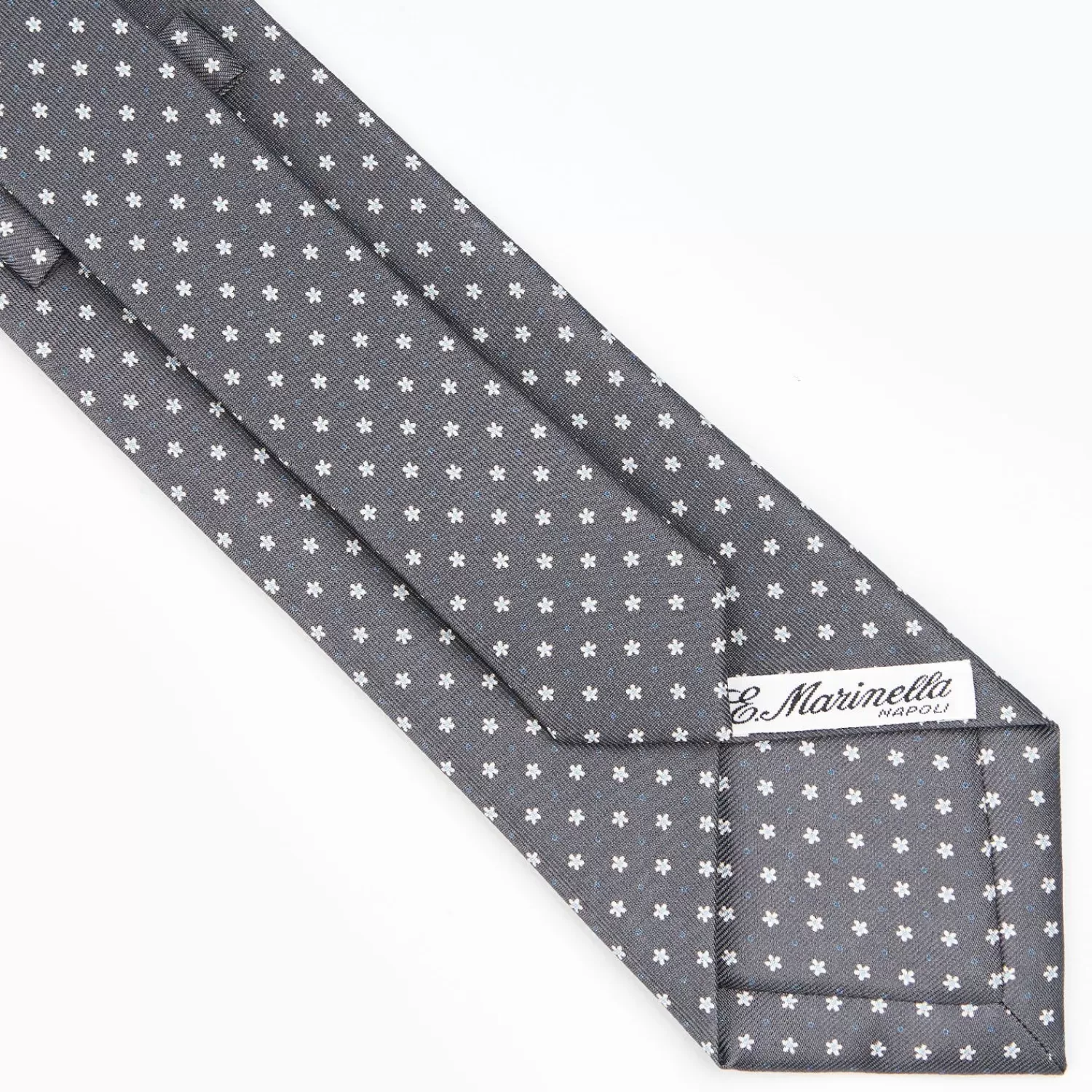 Dark Grey Sartorial Classic Silk Tie - Small Flower Pattern>E.Marinella Store