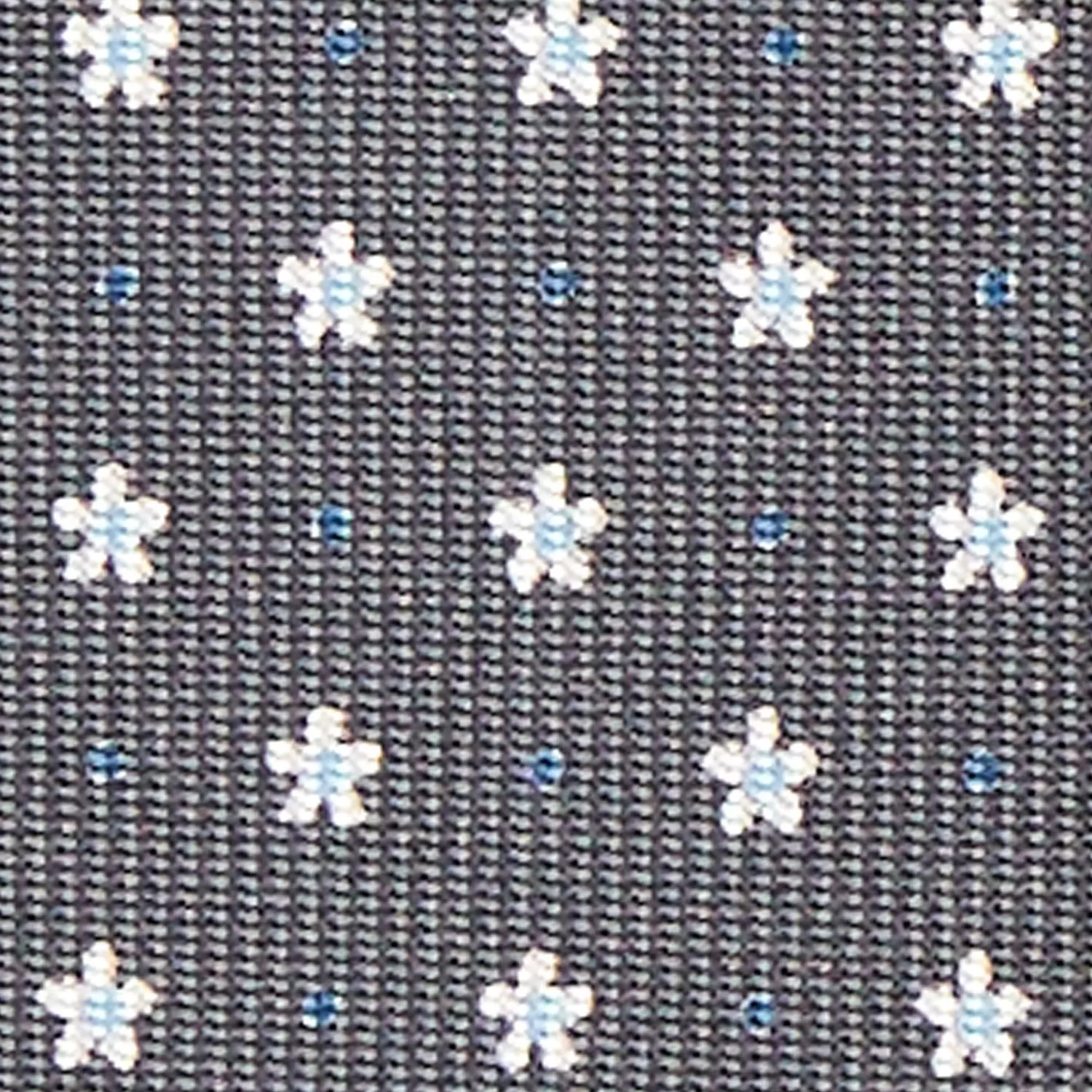 Dark Grey Sartorial Classic Silk Tie - Small Flower Pattern>E.Marinella Store