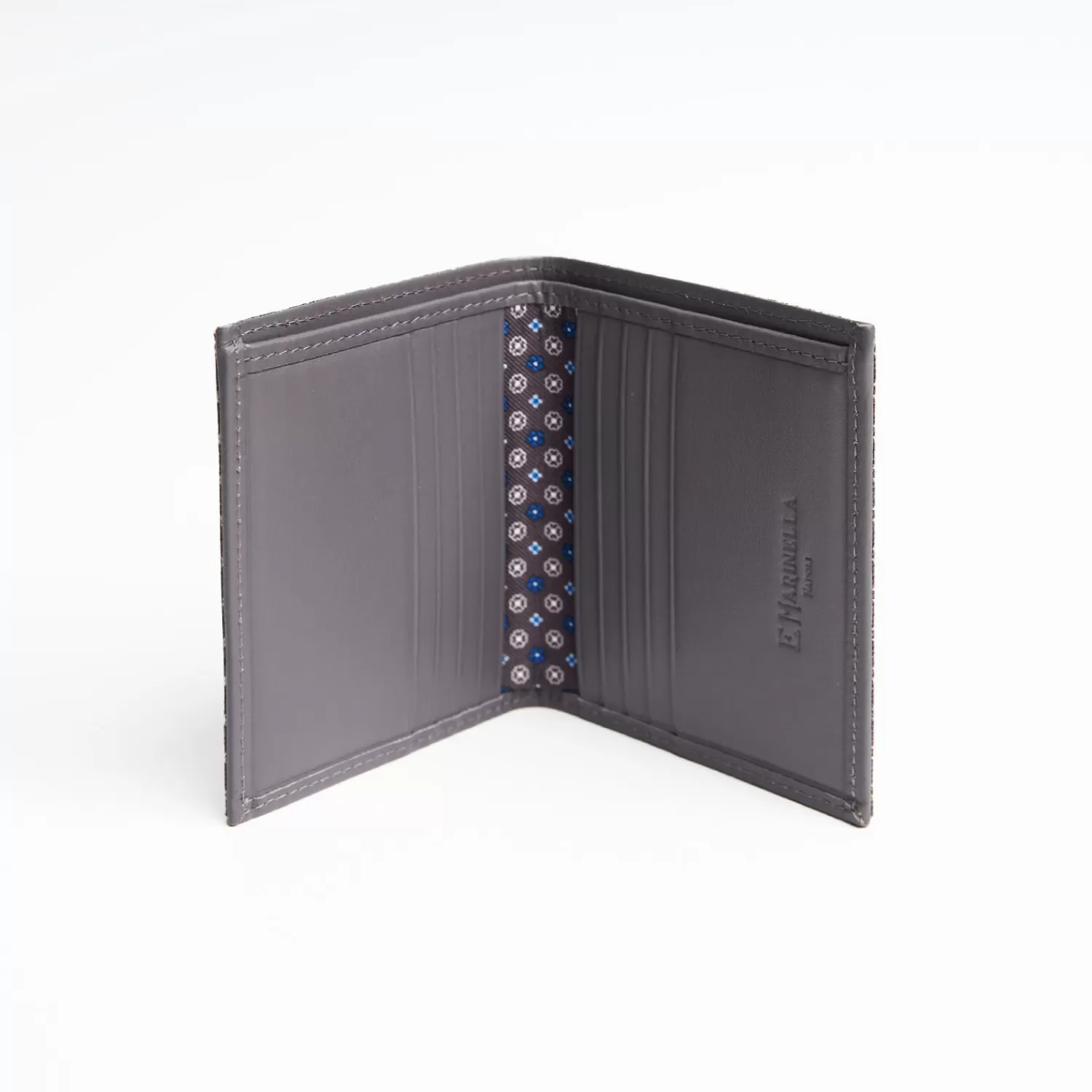 Dark Grey Small Wallet In Silk And Leather>E.Marinella Hot