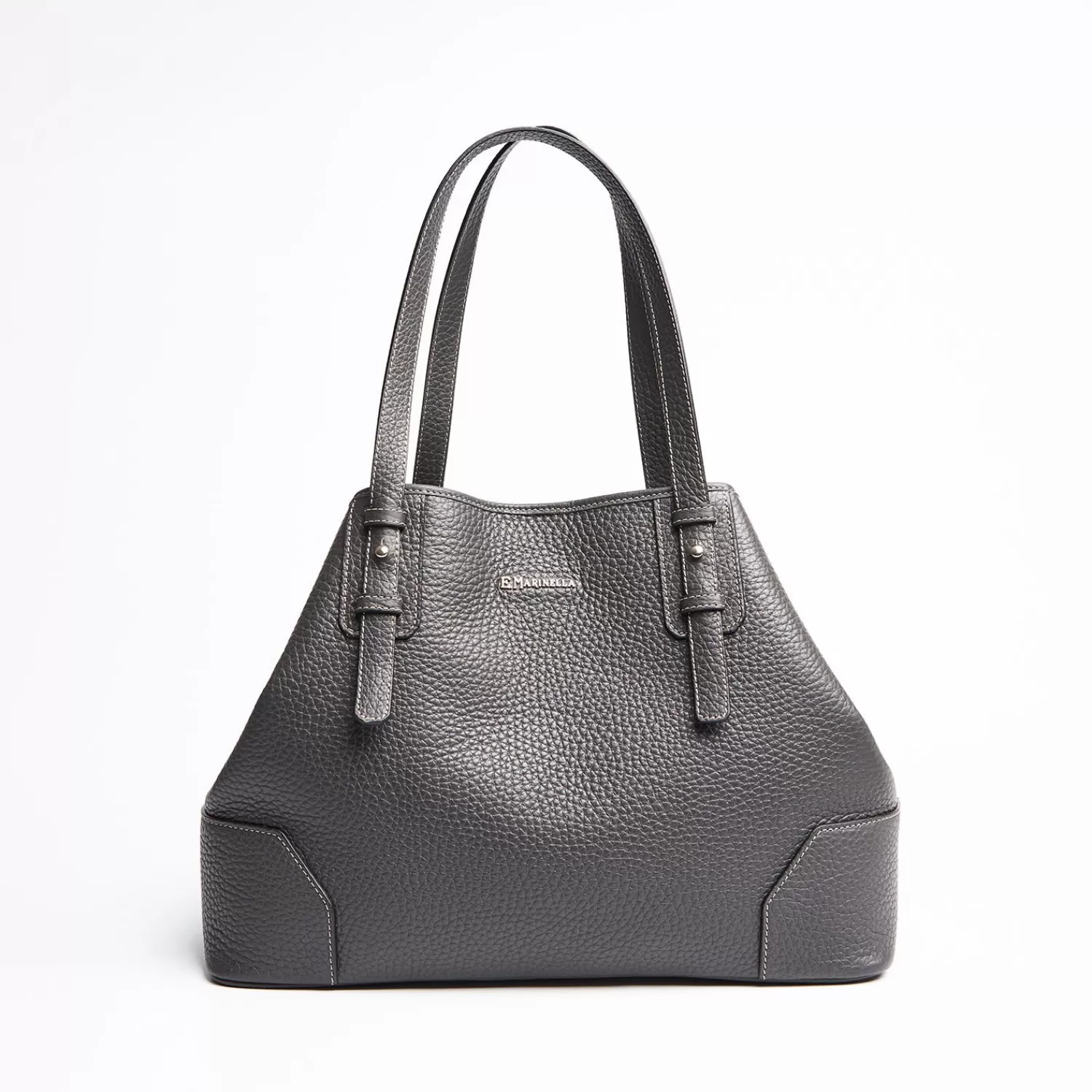 Dark Grey Textured Leather Tote Bag>E.Marinella Cheap