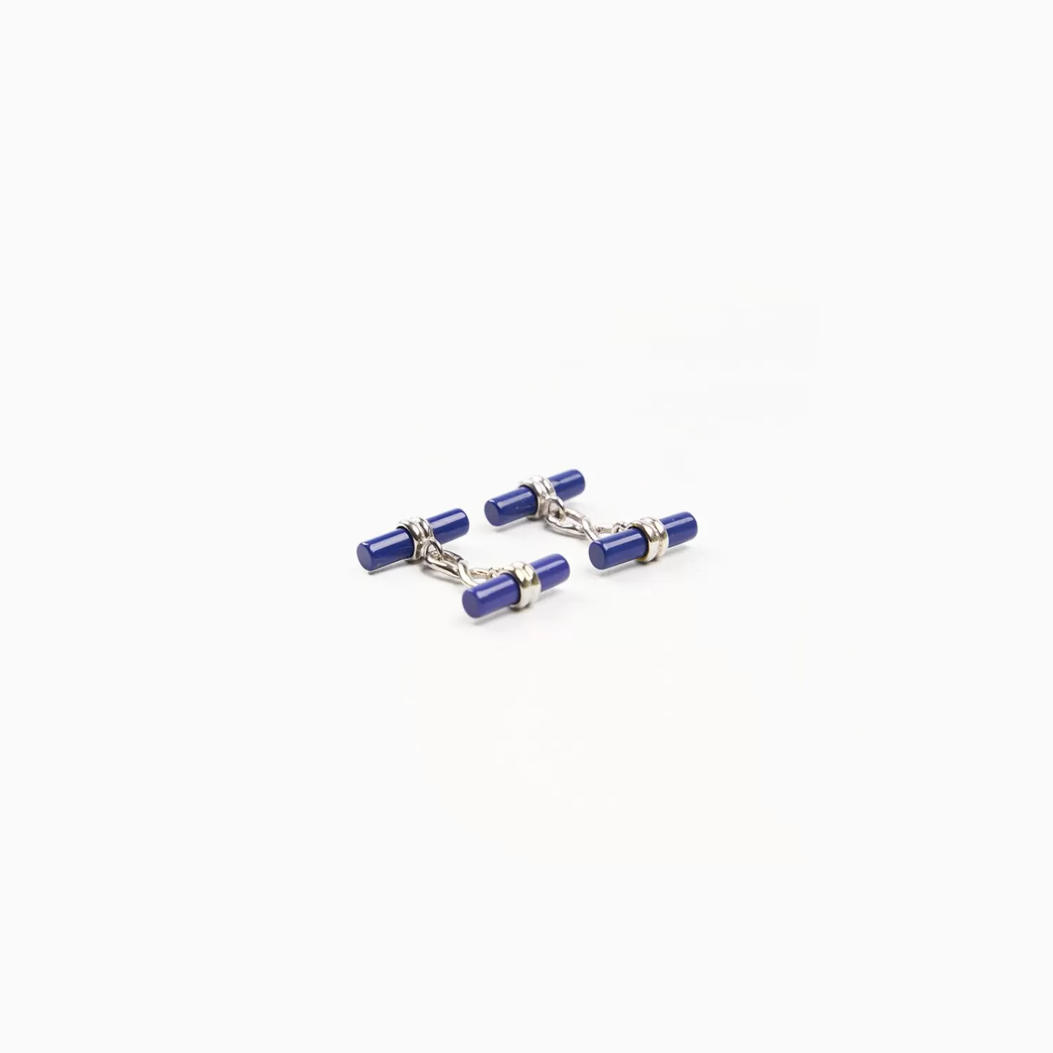 Double Bar Cufflinks With Lapis In Silver>E.Marinella Discount