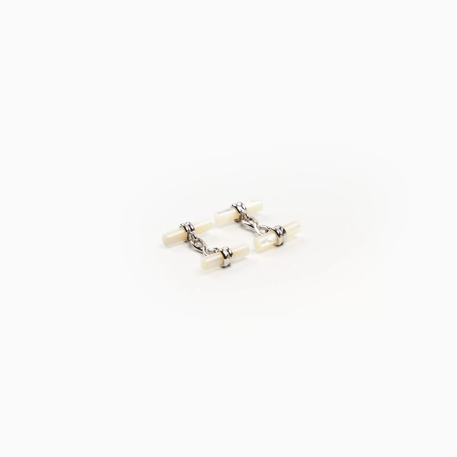 Double Bar Cufflinks With Mother Of Pearl In Silver>E.Marinella Fashion