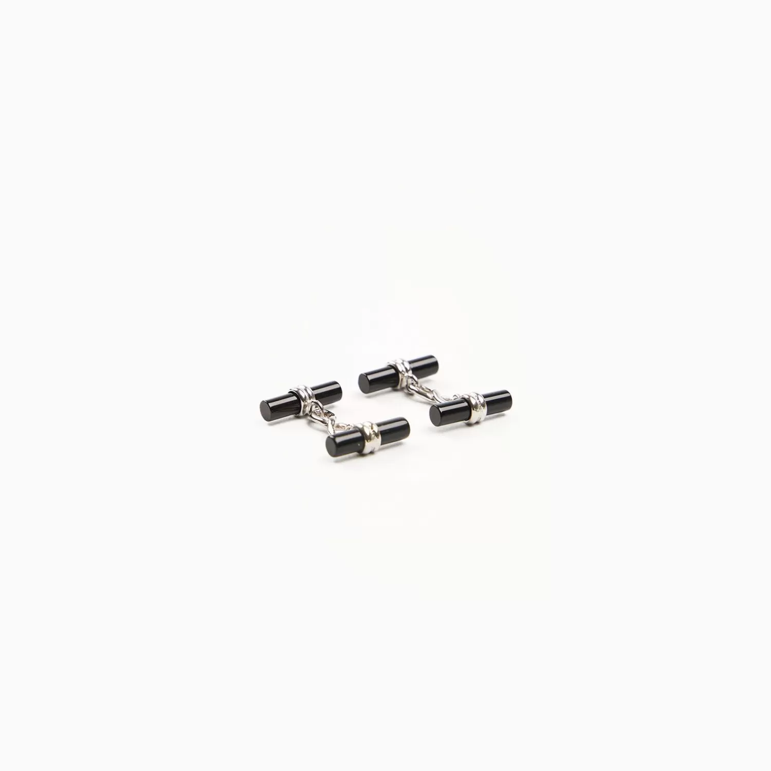 Double Bar Cufflinks With Onyx In Silver>E.Marinella Shop