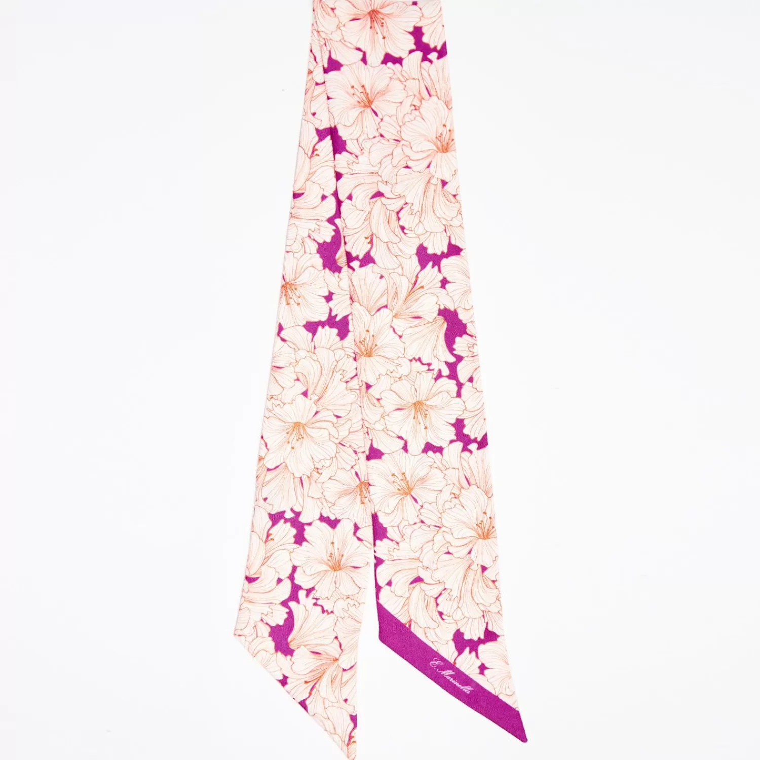 Fuchsia Silk Twilly Floral Pattern>E.Marinella Cheap