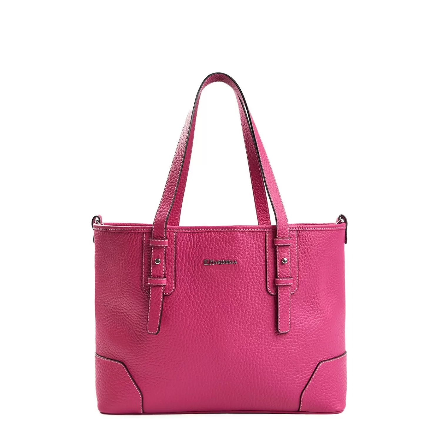 Fucsia Textured Leather Midi Tote Bag>E.Marinella Flash Sale